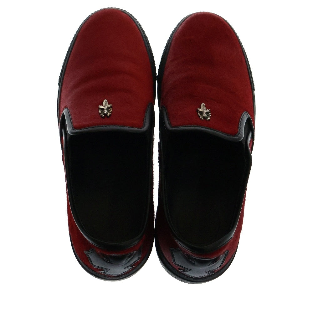 CHROME HEARTS(クロムハーツ) DAGGER SLIP ON V2 ダガー ハラコスリッポン ローカットスニーカー ブラック/レッド 国内インボイス付き