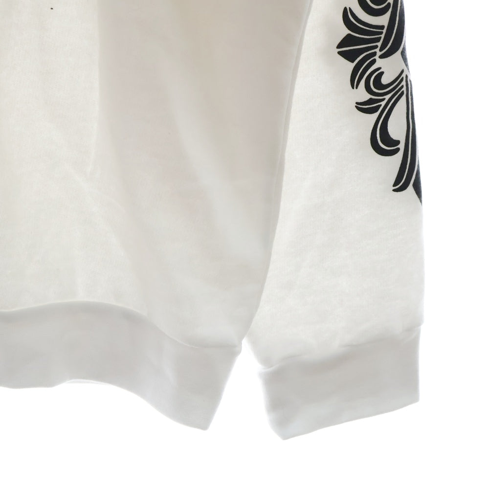 CHROME HEARTS(クロムハーツ) Horseshoe L/S Sweatshirt ホースシュープリント 袖フローラル スウェットトレーナー ホワイト