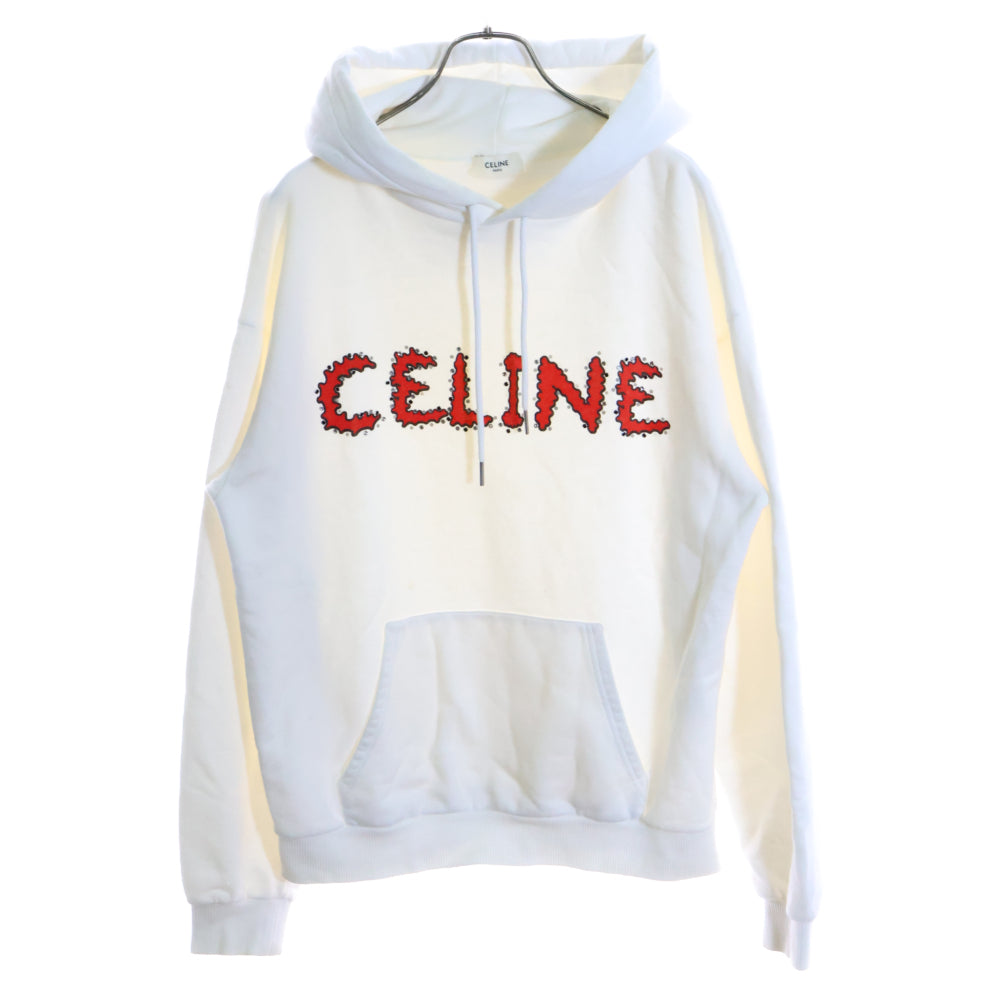CELINE(セリーヌ) 23SS ラインストーンロゴプルオーバーパーカー ホワイト 2Y88B670Q