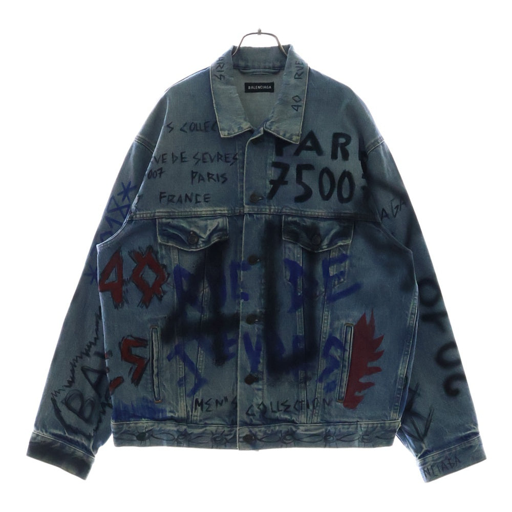 BALENCIAGA(バレンシアガ) 18AW GRAPHIC DENIM JACKET 534556 TBP33 グラフィックデザインオーバーサイズデニムジャケット ジージャン インディゴ