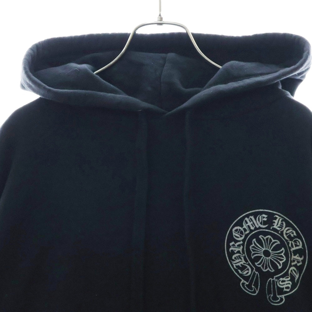 CHROME HEARTS(クロムハーツ) WWW.CHROMEHEARTS.COM SILVER GLITTER HOODIE オンライン限定ホースシューバックプリントプルオーバーパーカー ブラック
