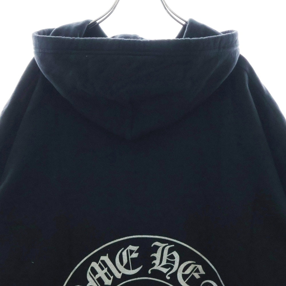 CHROME HEARTS(クロムハーツ) WWW.CHROMEHEARTS.COM SILVER GLITTER HOODIE オンライン限定ホースシューバックプリントプルオーバーパーカー ブラック
