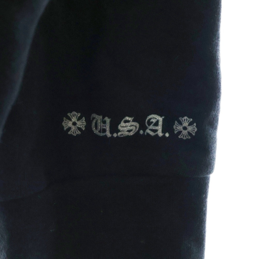 CHROME HEARTS(クロムハーツ) WWW.CHROMEHEARTS.COM SILVER GLITTER HOODIE オンライン限定ホースシューバックプリントプルオーバーパーカー ブラック