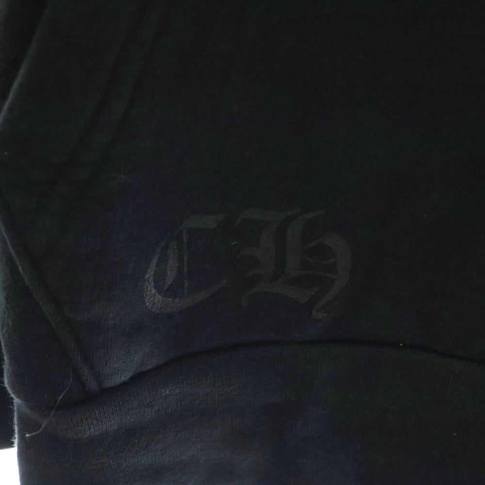 CHROME HEARTS(クロムハーツ) WWW.CHROMEHEARTS.COM SILVER GLITTER HOODIE オンライン限定ホースシューバックプリントプルオーバーパーカー ブラック