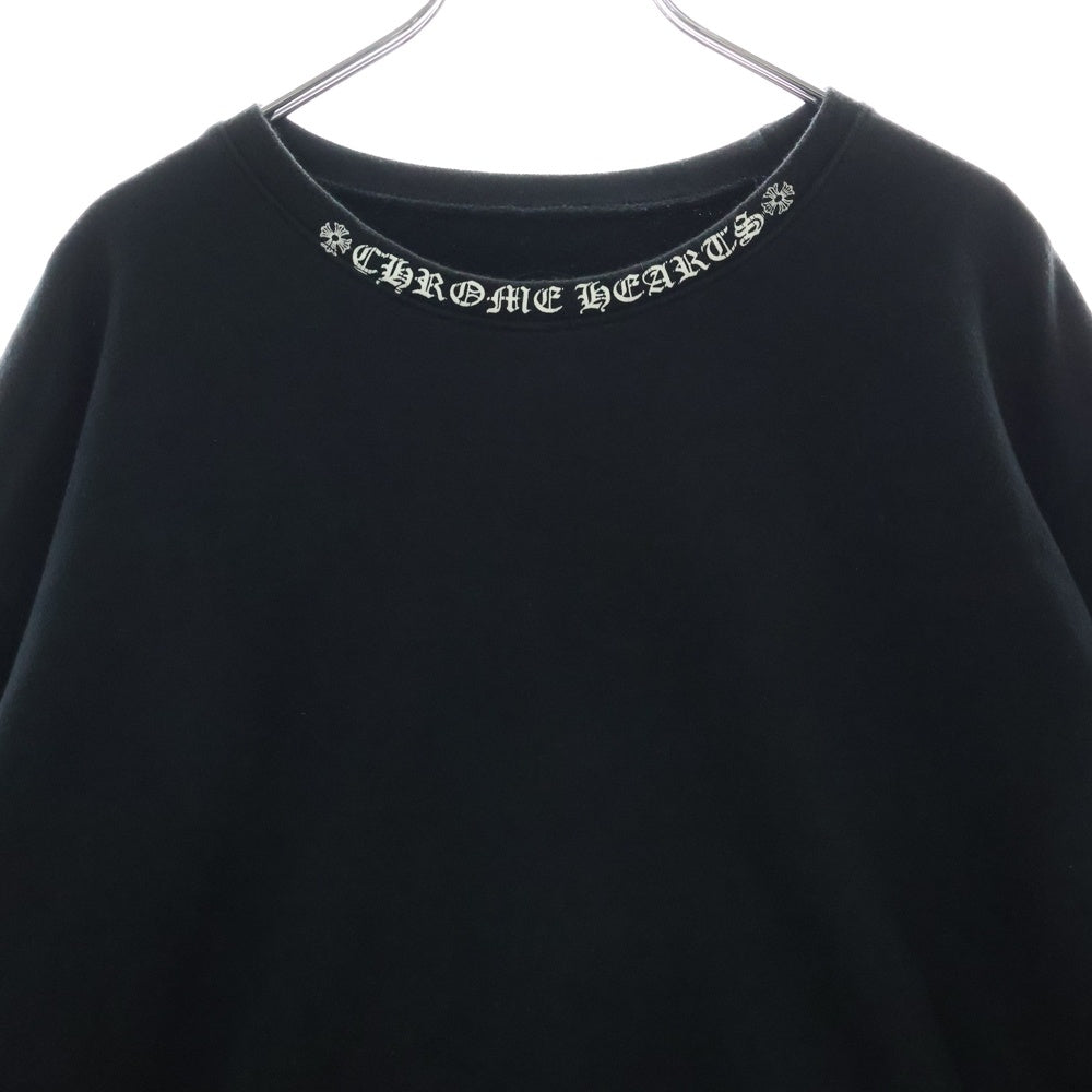 CHROME HEARTS(クロムハーツ) SWTSHRT PLVR ネックロゴプリント クルーネックスウェット トレーナー ブラック