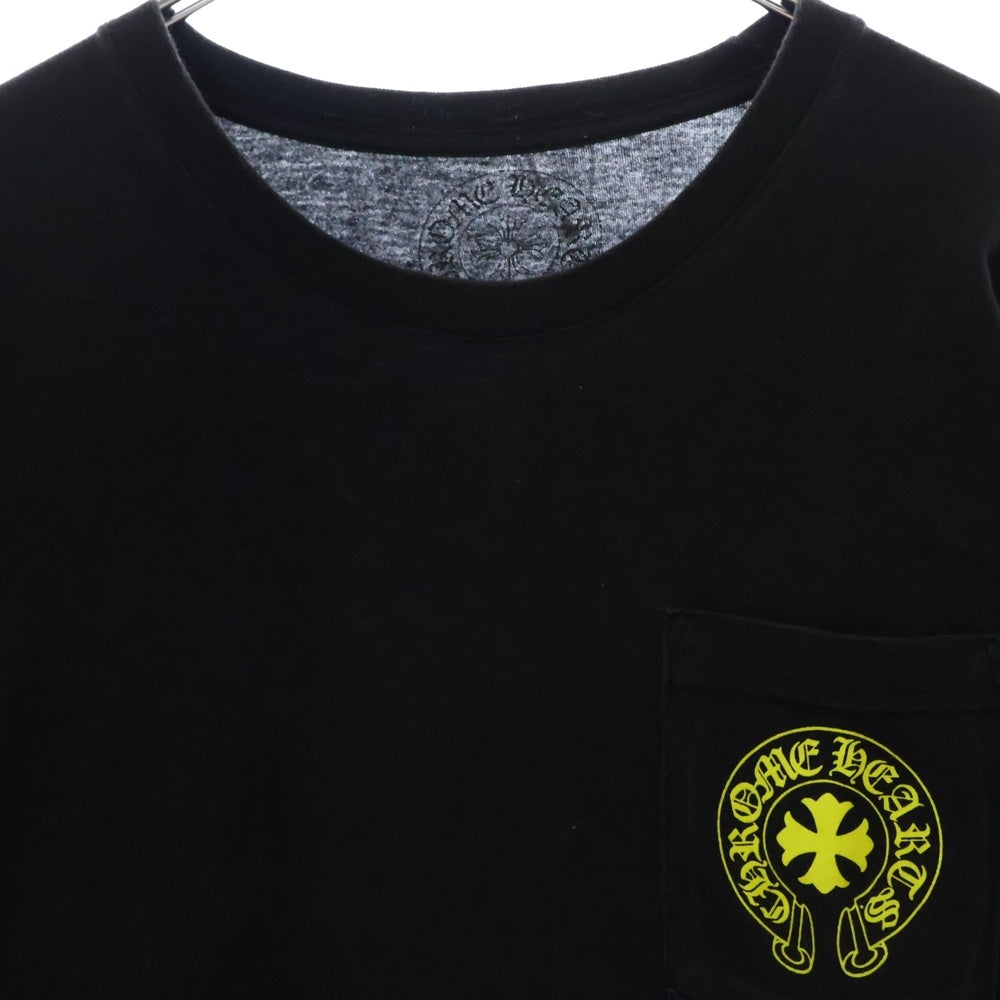 CHROME HEARTS(クロムハーツ) CH T-SHRT フロントホースシュー 英字バックプリント 半袖Tシャツ カットソー ブラック /イエロー