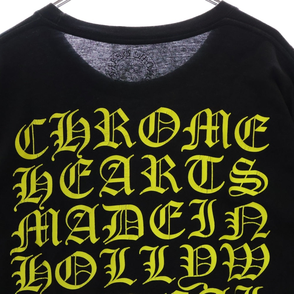 CHROME HEARTS(クロムハーツ) CH T-SHRT フロントホースシュー 英字バックプリント 半袖Tシャツ カットソー ブラック /イエロー