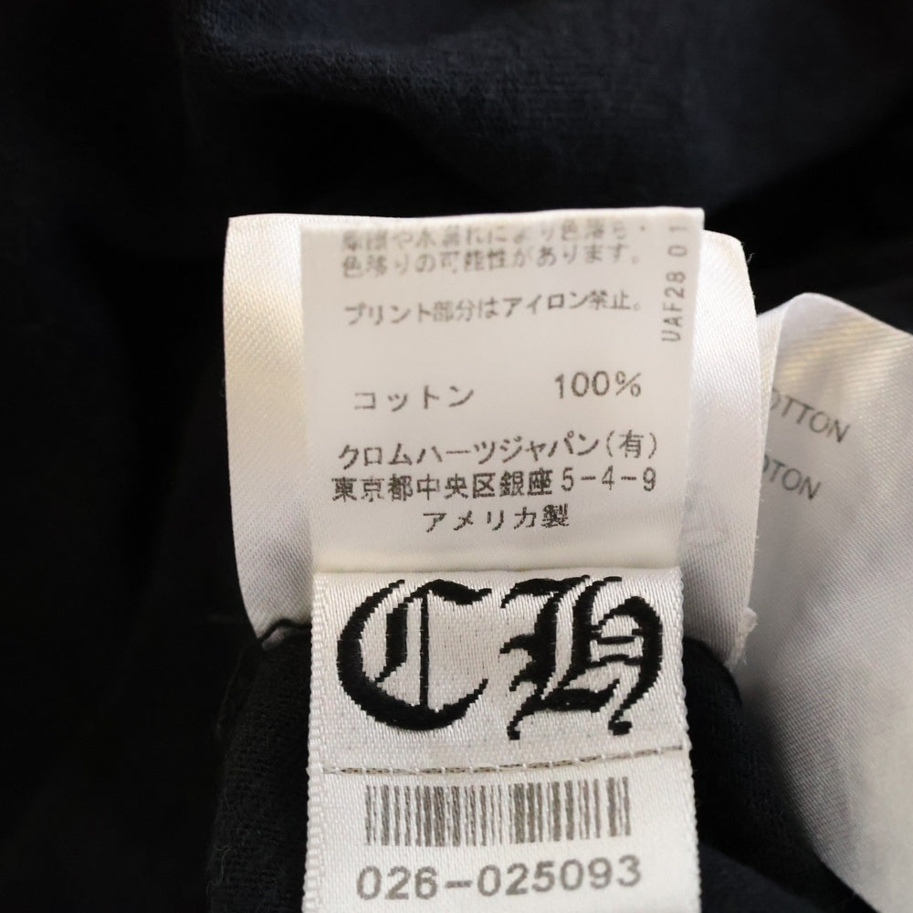 CHROME HEARTS(クロムハーツ) CH T-SHRT フロントホースシュー 英字バックプリント 半袖Tシャツ カットソー ブラック /イエロー