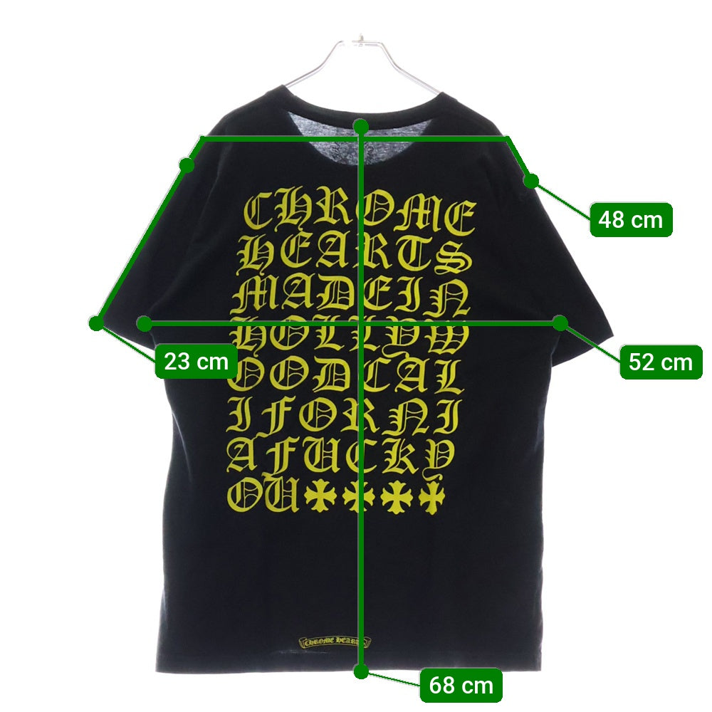 CHROME HEARTS(クロムハーツ) CH T-SHRT フロントホースシュー 英字バックプリント 半袖Tシャツ カットソー ブラック /イエロー