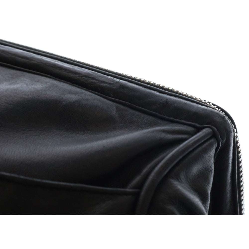 CHROME HEARTS(クロムハーツ) COSMETIC POUCH クロスパッチ付き ダガージップ 化粧ポーチ レザー ブラック