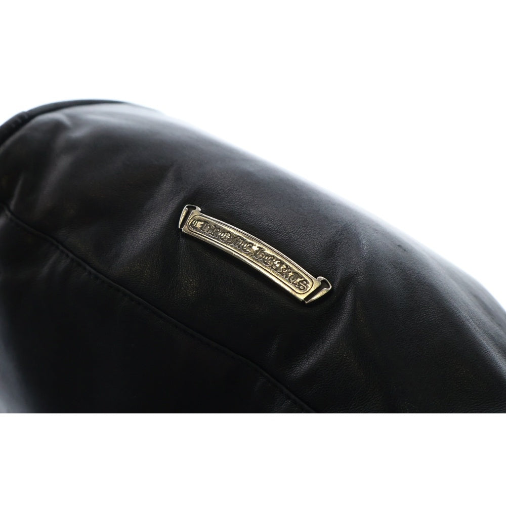 CHROME HEARTS(クロムハーツ) COSMETIC POUCH クロスパッチ付き ダガージップ 化粧ポーチ レザー ブラック
