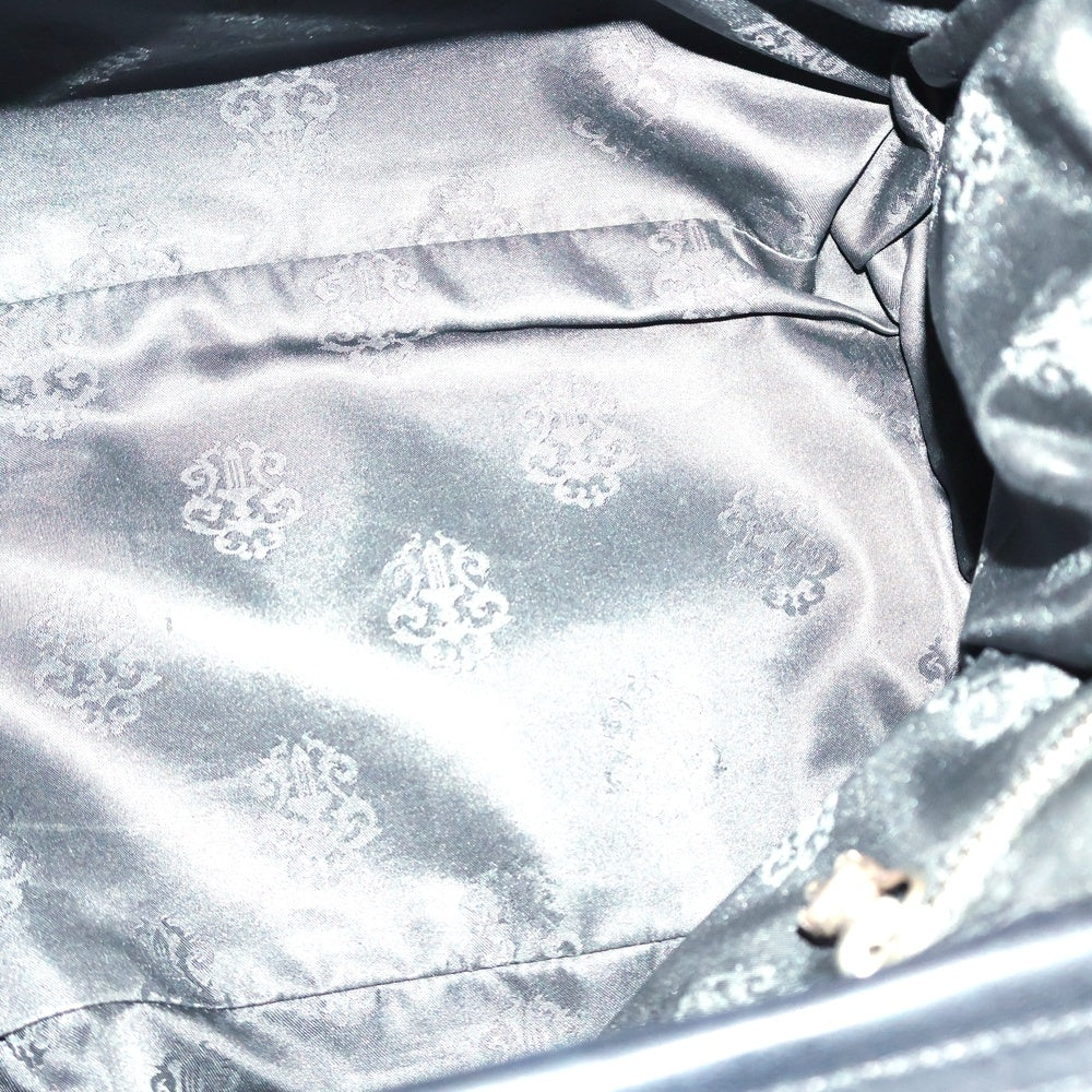 CHROME HEARTS(クロムハーツ) COSMETIC POUCH クロスパッチ付き ダガージップ 化粧ポーチ レザー ブラック