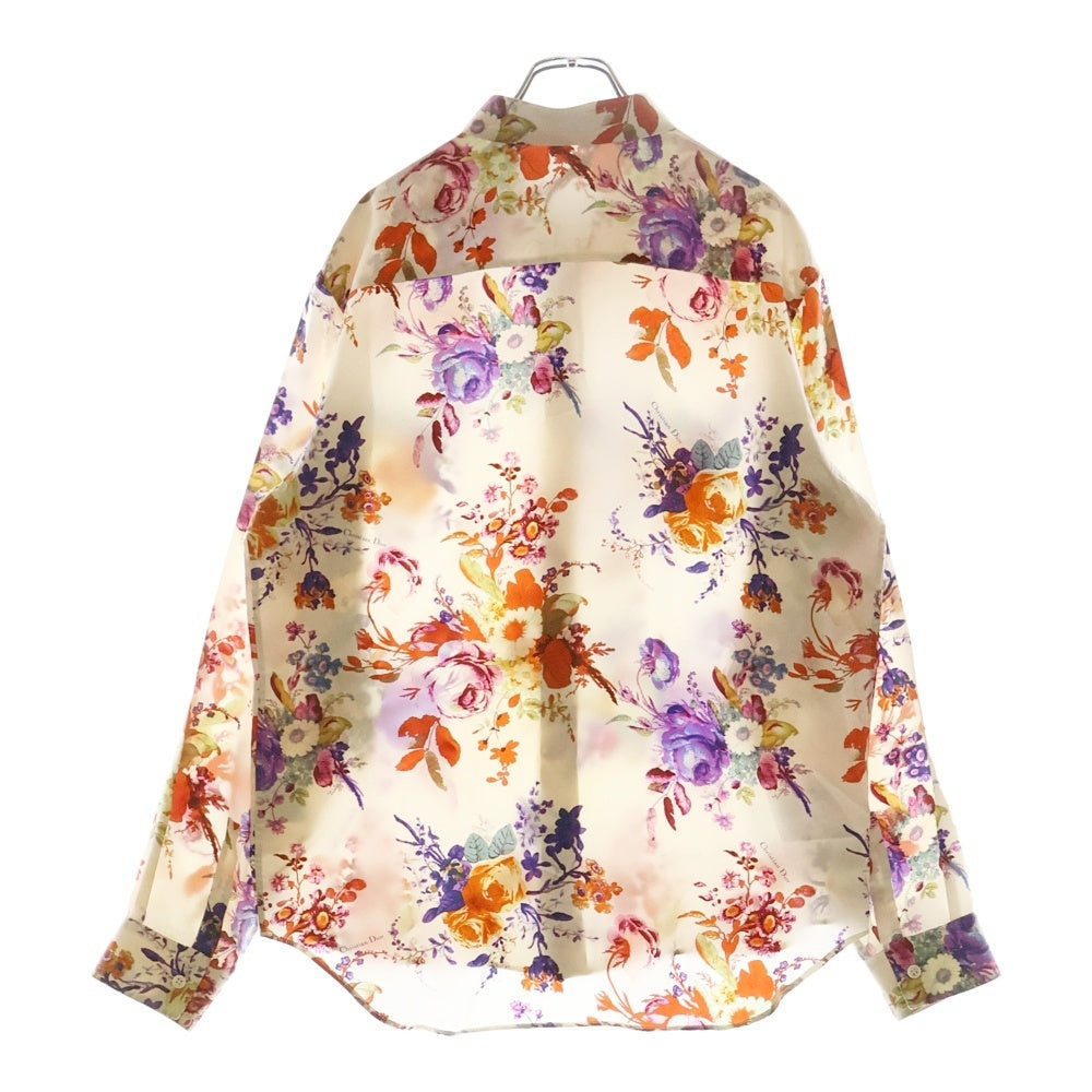DIOR(ディオール) 19SS ×KAWS BEE刺繍 総柄シルク長袖シャツ ホワイト 923C561W6016