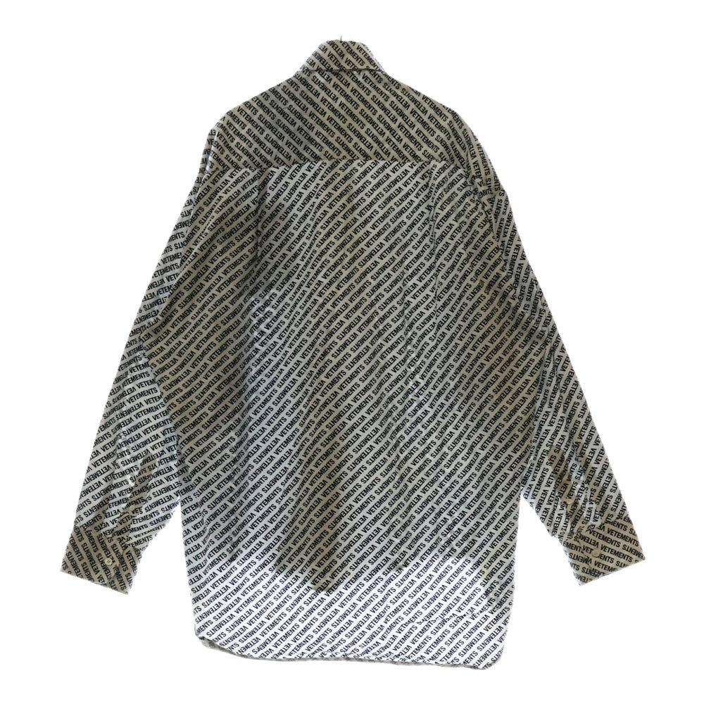 VETEMENTS(ヴェトモン) 18SS MONOGRAM OVERSIZED BD SHIRT モノグラム オーバーサイズ ボタンダウン 長袖 シャツ ブラック/ホワイト WSS18SH2