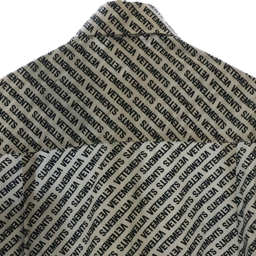 VETEMENTS(ヴェトモン) 18SS MONOGRAM OVERSIZED BD SHIRT モノグラム オーバーサイズ ボタンダウン 長袖 シャツ ブラック/ホワイト WSS18SH2