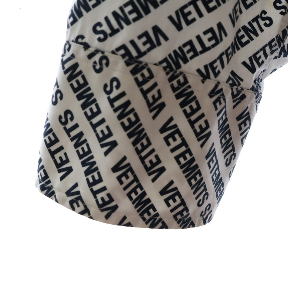VETEMENTS(ヴェトモン) 18SS MONOGRAM OVERSIZED BD SHIRT モノグラム オーバーサイズ ボタンダウン 長袖 シャツ ブラック/ホワイト WSS18SH2