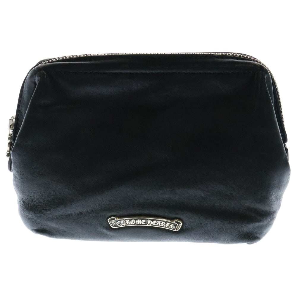 CHROME HEARTS(クロムハーツ) COSMETIC POUCH CHプラスパッチ ダガージップ レザーポーチ コスメポーチ ブラック