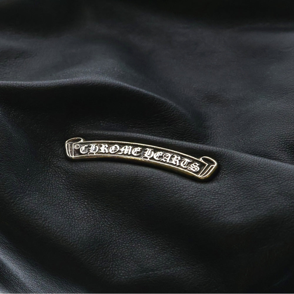 CHROME HEARTS(クロムハーツ) COSMETIC POUCH CHプラスパッチ ダガージップ レザーポーチ コスメポーチ ブラック