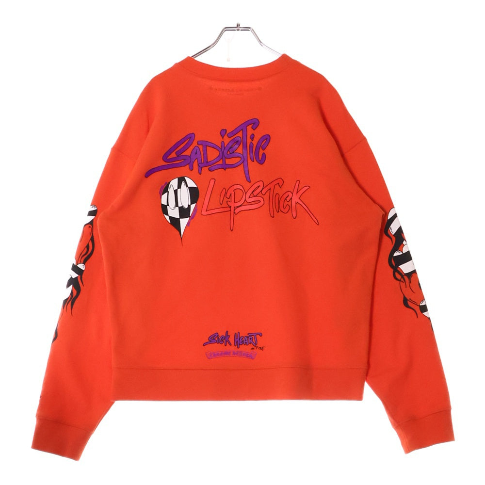 CHROME HEARTS(クロムハーツ) 23SS ×MATTY BOY SPARK THE HEART SWTSHRT マッティボーイ プロスパーク ザ ハート プリント クルーネックスウェットトレーナー レッド