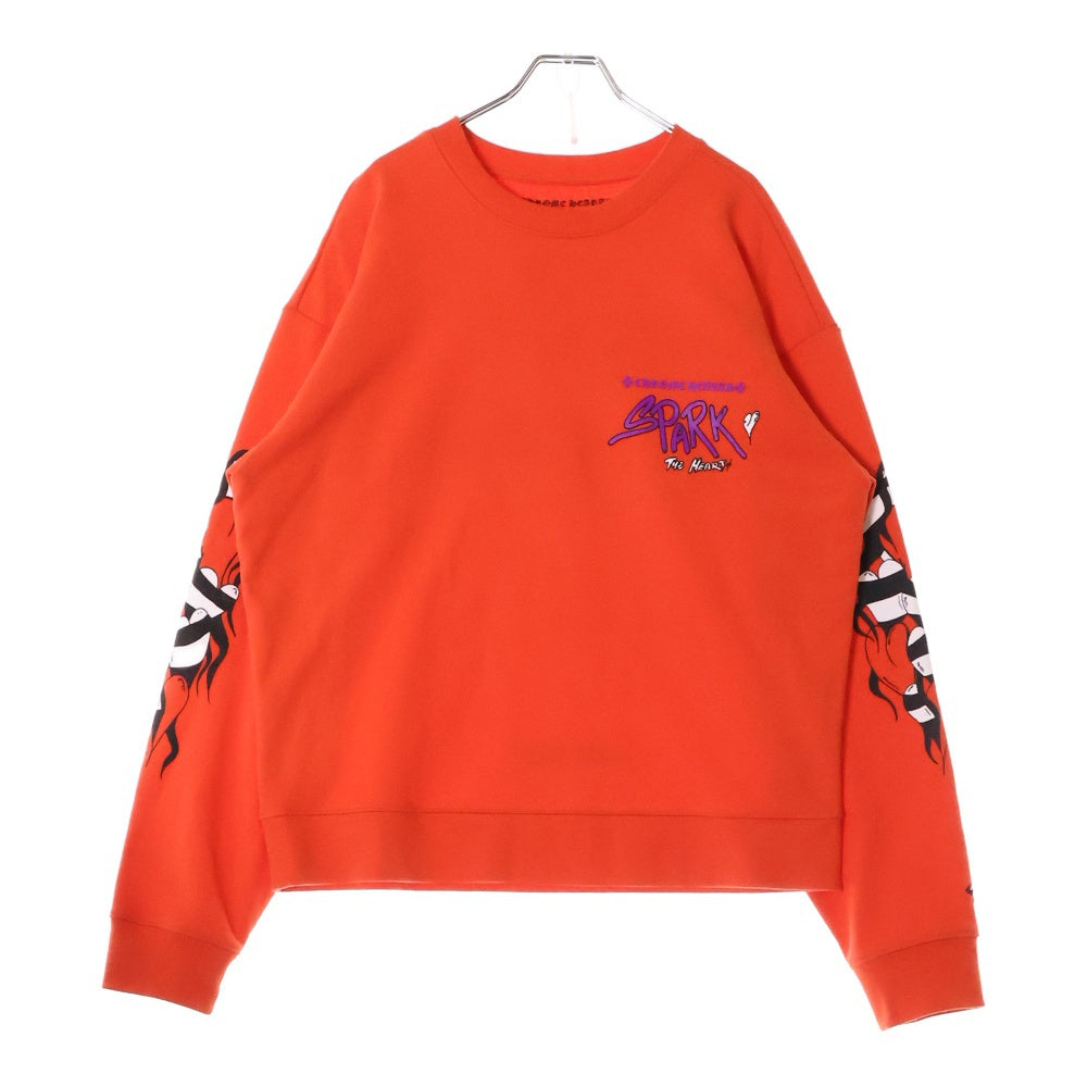 CHROME HEARTS(クロムハーツ) 23SS ×MATTY BOY SPARK THE HEART SWTSHRT マッティボーイ プロスパーク ザ ハート プリント クルーネックスウェットトレーナー レッド