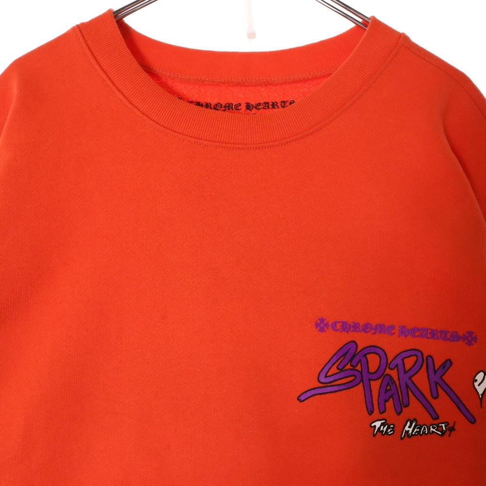 CHROME HEARTS(クロムハーツ) 23SS ×MATTY BOY SPARK THE HEART SWTSHRT マッティボーイ プロスパーク ザ ハート プリント クルーネックスウェットトレーナー レッド