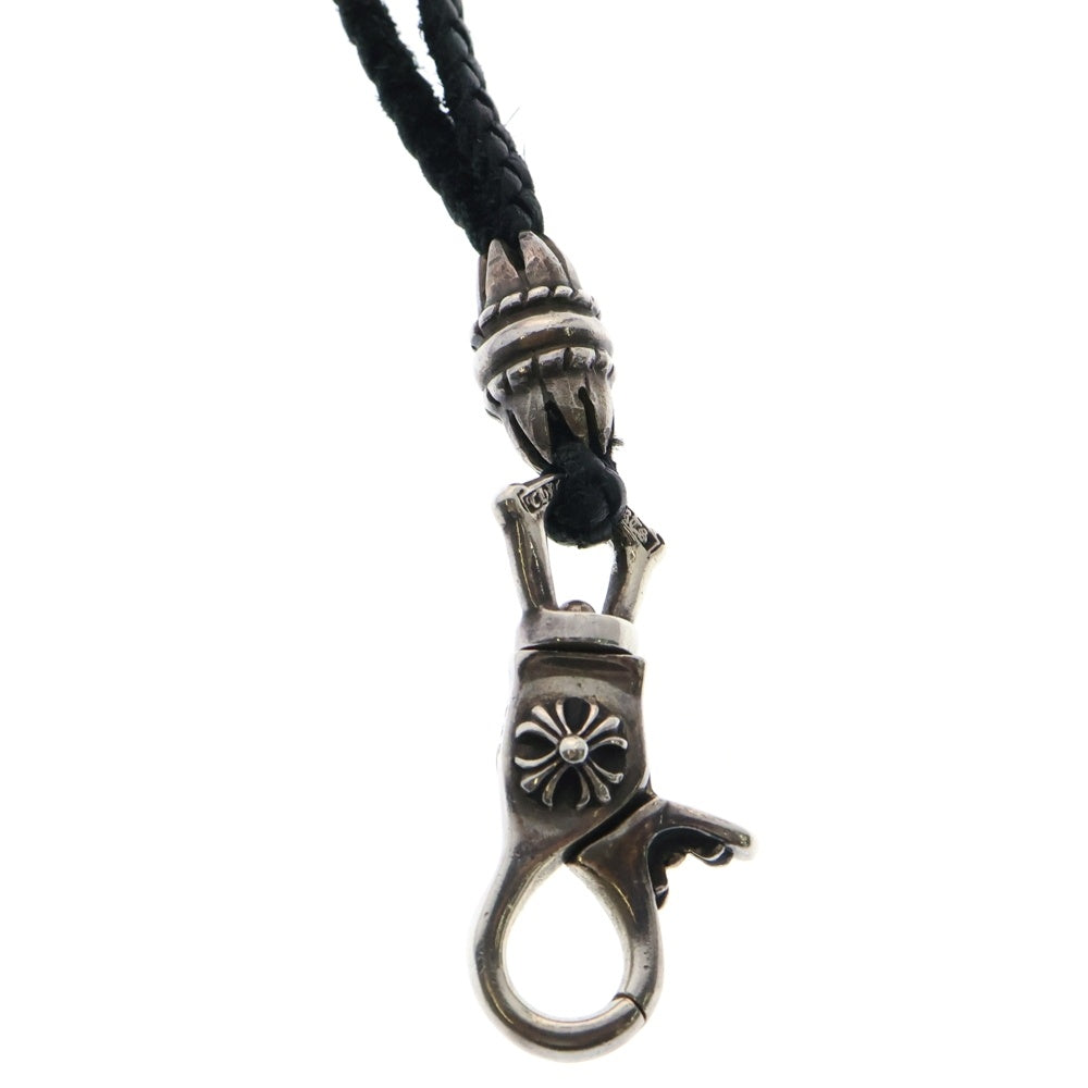 CHROME HEARTS(クロムハーツ) CH PLS LANYARS CHプラス ランヤード クリップホルダー レザーネックレス シルバー/ブラック