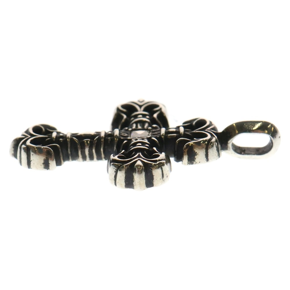 CHROME HEARTS(クロムハーツ) CHARM FILIGREE TINY 1 DIA タイニーフィリグリークロス 1ダイヤ チャーム シルバーネックレストップ シルバー
