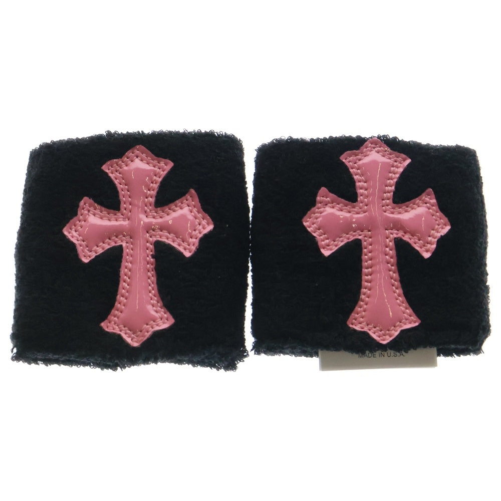 CHROME HEARTS(クロムハーツ) SWEATBAND WRIST リストバンド クロスパッチ ブラック/ピンク