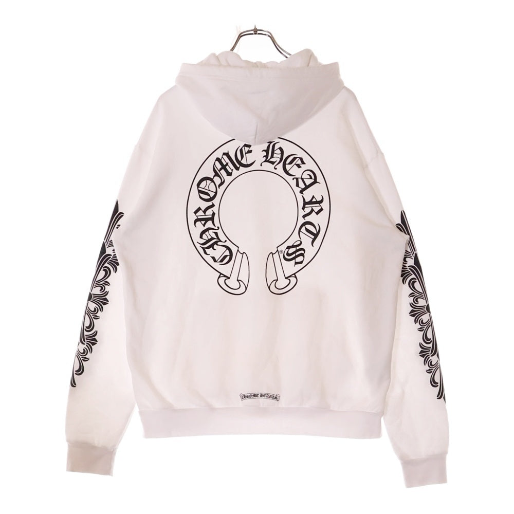 CHROME HEARTS(クロムハーツ) WTSHRT PLVR バックホースシューフローラルクロスプルオーバーパーカー ホワイト