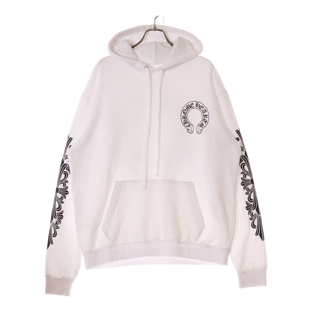 CHROME HEARTS(クロムハーツ) WTSHRT PLVR バックホースシューフローラルクロスプルオーバーパーカー ホワイト
