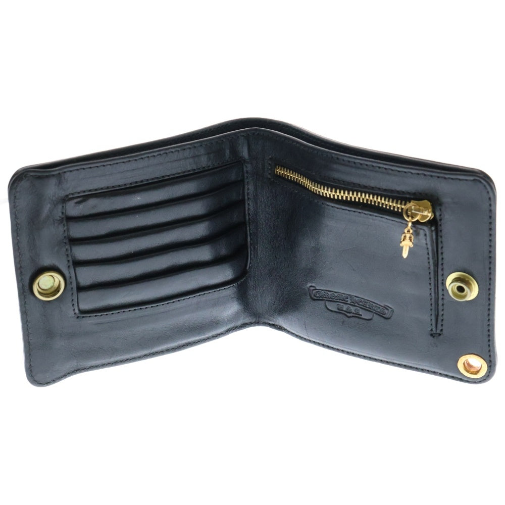 CHROME HEARTS(クロムハーツ) 22K 1SNAP 1スナップ ゴールド レザーウォレット財布 ブラック/ゴールド
