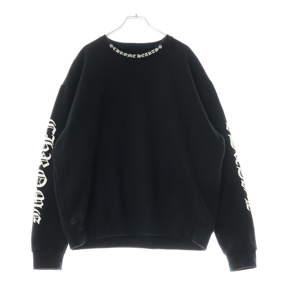 CHROME HEARTS(クロムハーツ) SWTSHRT PLVR ネックロゴプリント クルーネックスウェット トレーナー ブラック