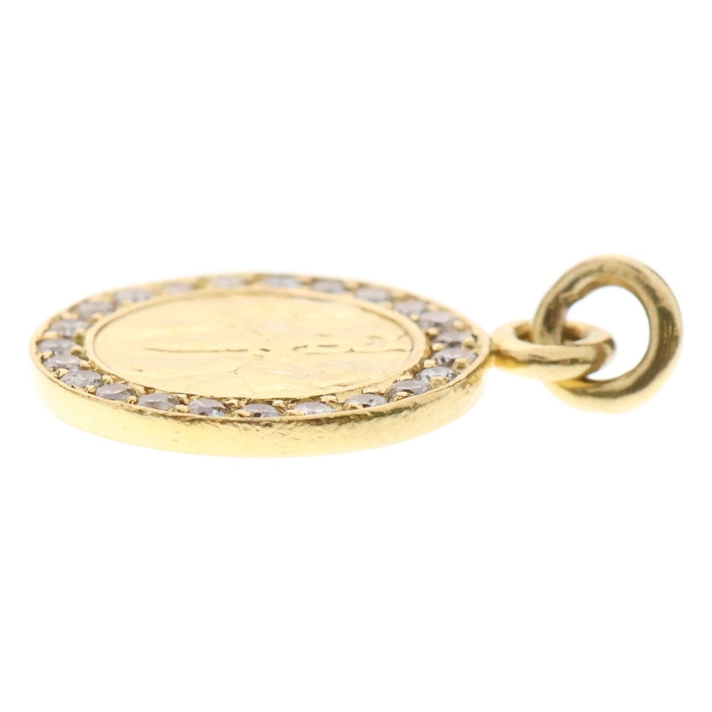CHROME HEARTS(クロムハーツ) 22K CHRM ANGL MDL P/DIA エンジェルメダル PAVEダイヤ ペンダントトップ ゴールド