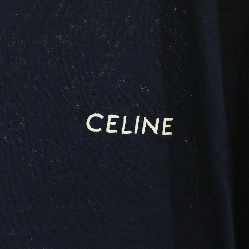 CELINE(セリーヌ) フロントロゴ コットンルーズシルエット 半袖カットソー Tシャツ ネイビー/ホワイト 2X15N671Q 07HC