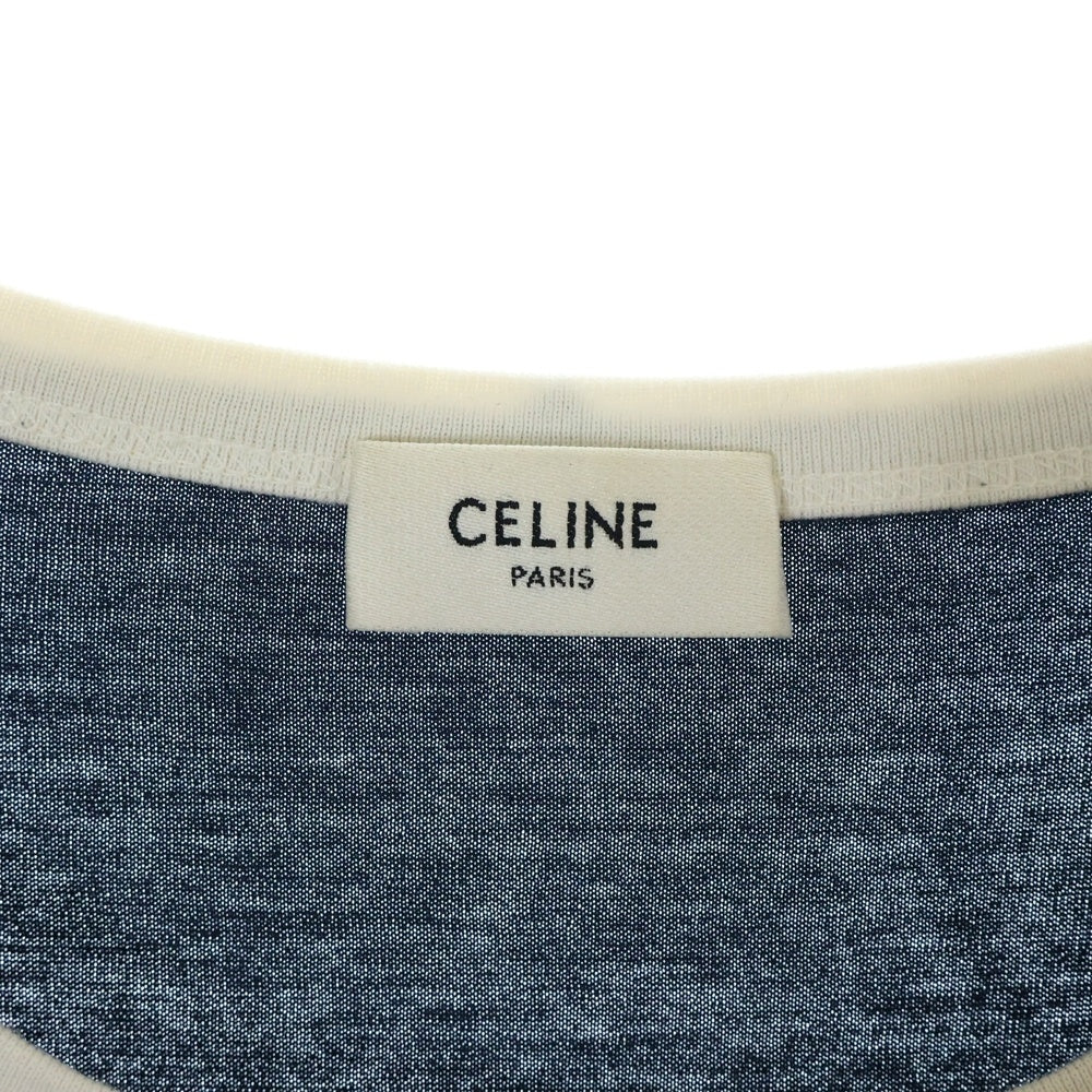 CELINE(セリーヌ) フロントロゴ コットンルーズシルエット 半袖カットソー Tシャツ ネイビー/ホワイト 2X15N671Q 07HC