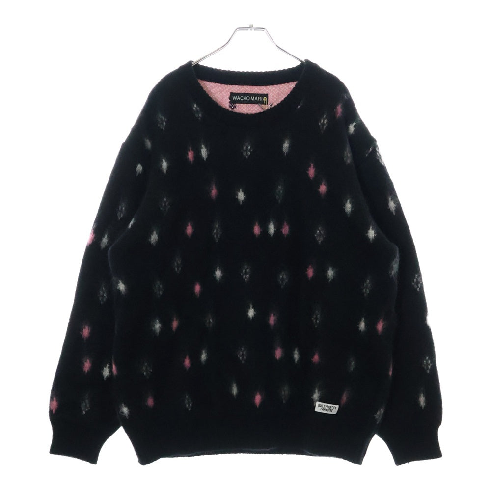 WACKO MARIA(ワコマリア) DIAMOND HEAVY MOHAIR CREW NECK SWEATER モヘアニット ブラック 24FW-WMK-KN19