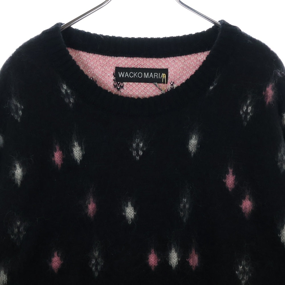 WACKO MARIA(ワコマリア) DIAMOND HEAVY MOHAIR CREW NECK SWEATER モヘアニット ブラック 24FW-WMK-KN19