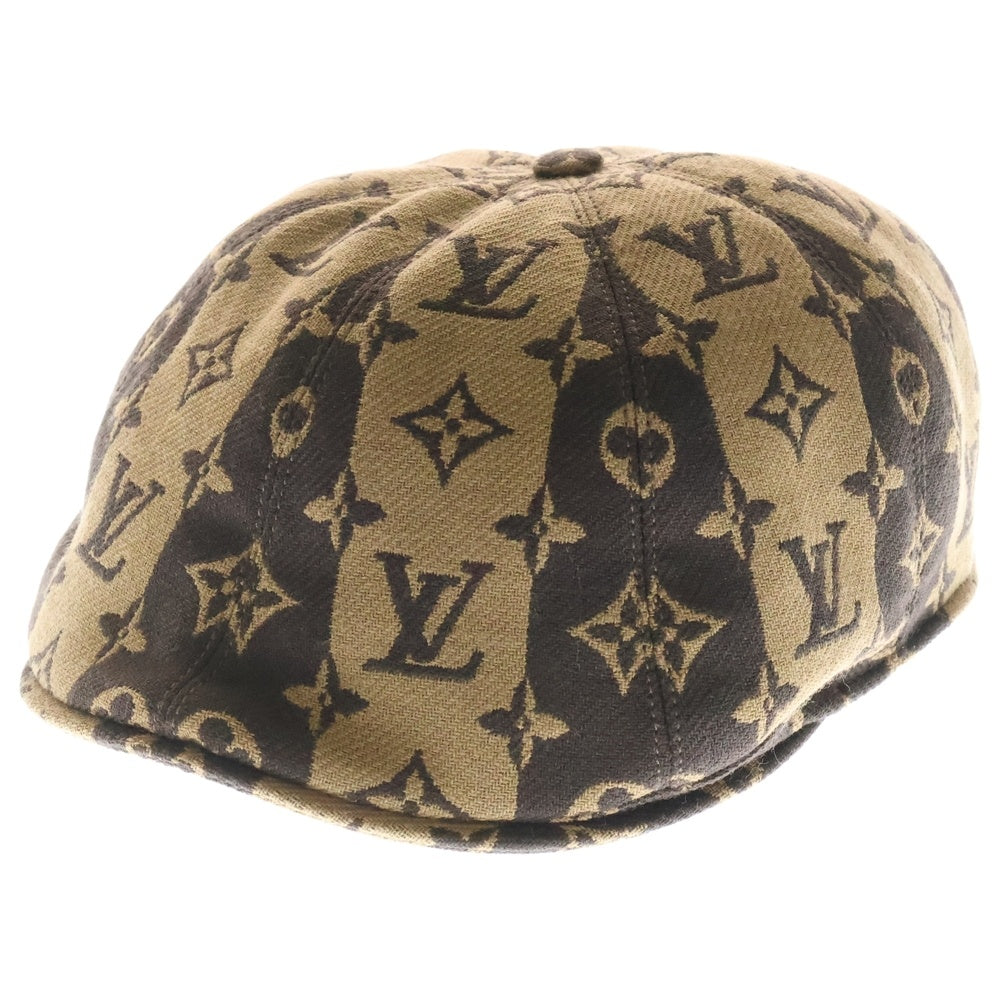 LOUIS VUITTON(ルイヴィトン) ×NIGO メイド ストライプ フラット キャップ ウール / ポリアミド MP3265 ブラウン