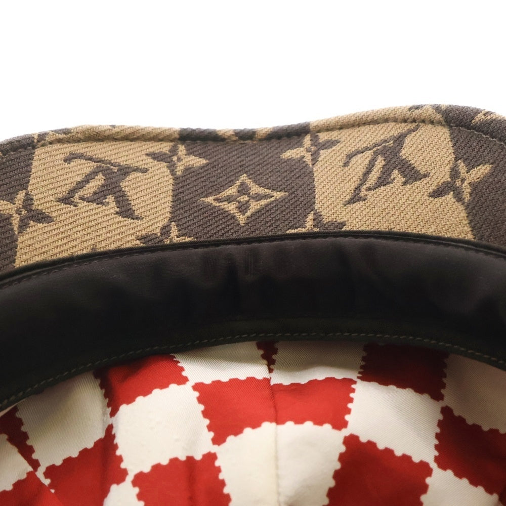 LOUIS VUITTON(ルイヴィトン) ×NIGO メイド ストライプ フラット キャップ ウール / ポリアミド MP3265 ブラウン