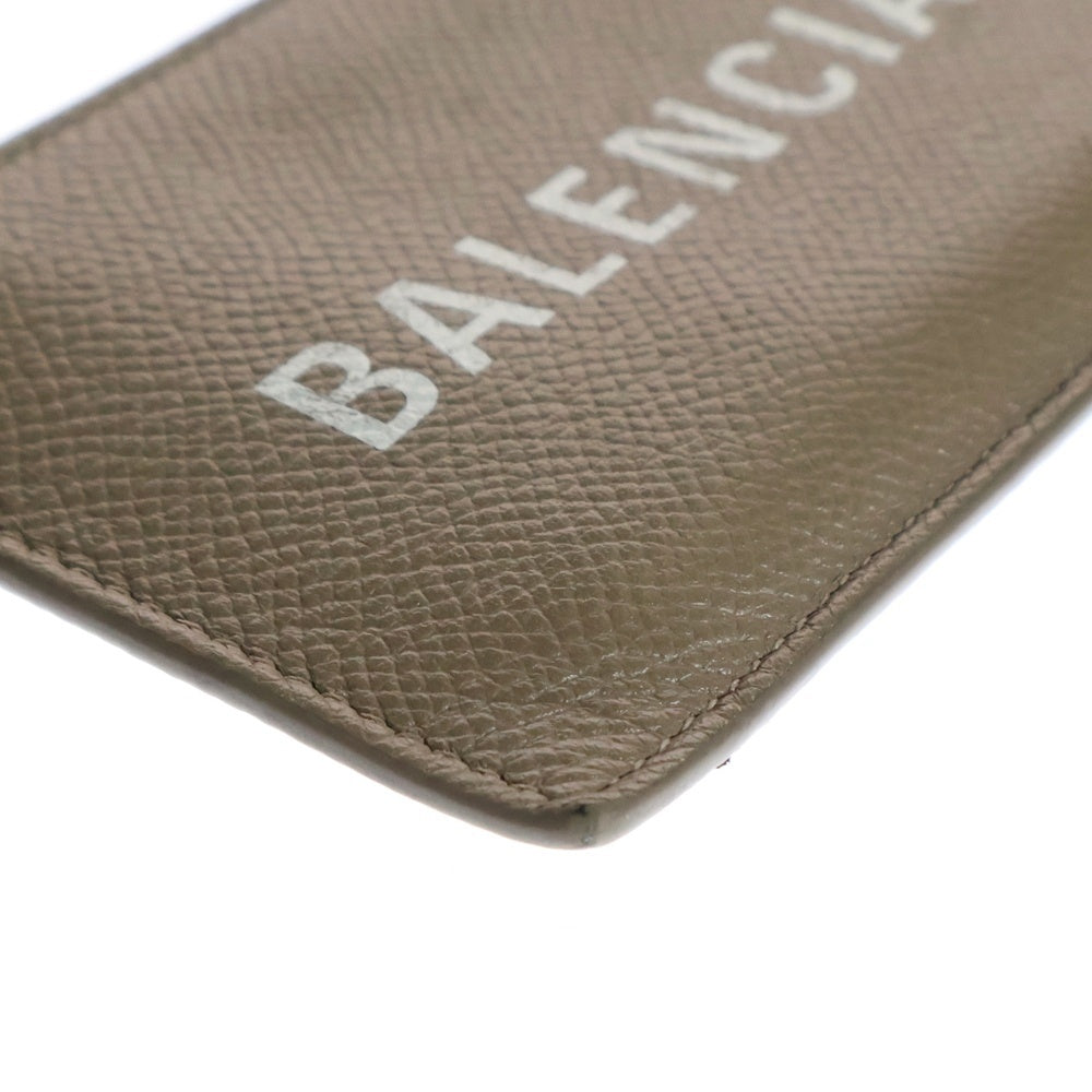 BALENCIAGA(バレンシアガ) CASH ストラップ付 ロゴ レザー カードケース コインケース 594548 ブラウン