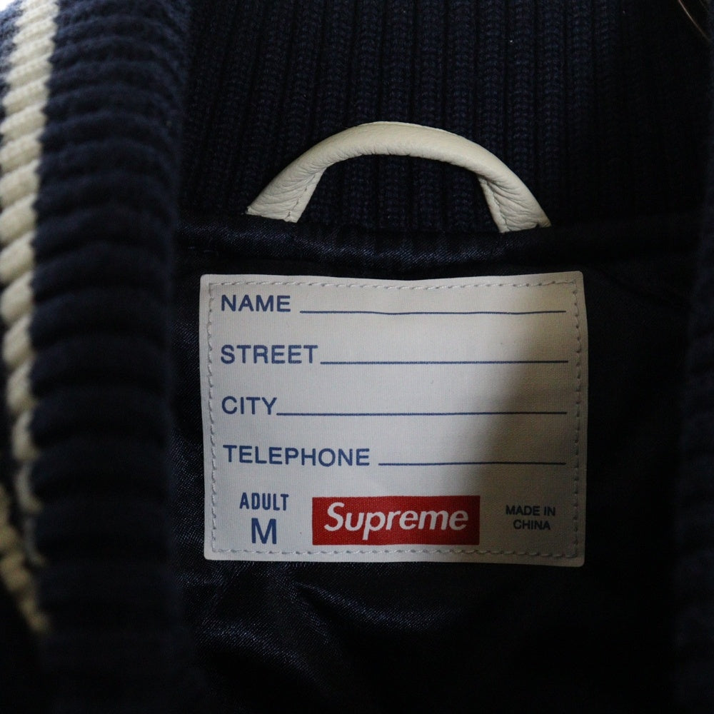 SUPREME(シュプリーム) 25SS Praise Varsity Jacket プレイズ バーシティ スタジャン ネイビー/ホワイト