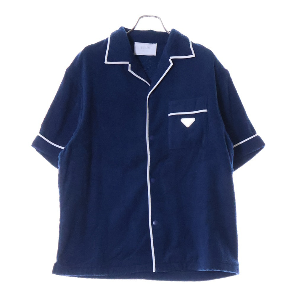 PRADA(プラダ) 22SS Terry Bowling Shirts トライアングルロゴ 半袖シャツ ネイビー SC559 S212 1ZR3
