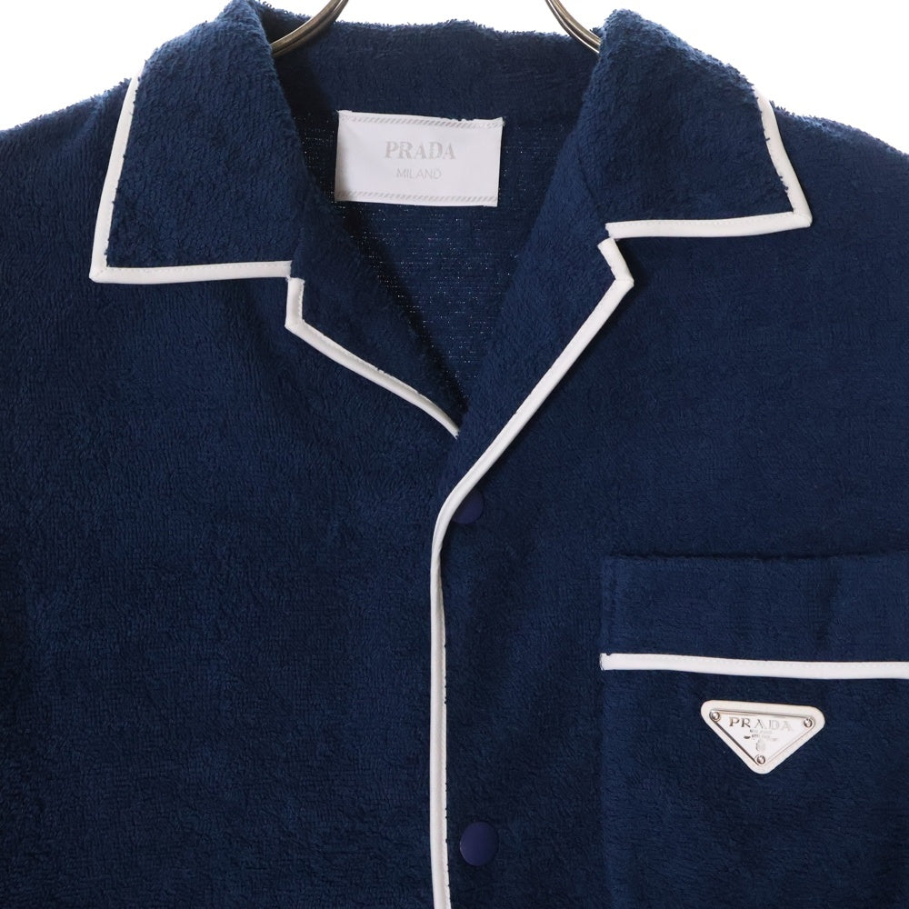 PRADA(プラダ) 22SS Terry Bowling Shirts トライアングルロゴ 半袖シャツ ネイビー SC559 S212 1ZR3