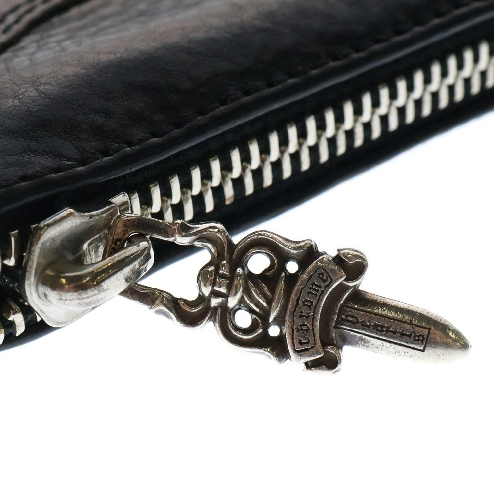 CHROME HEARTS(クロムハーツ) TINY ZIP タイニージップ クロスパッチ付き ダガージップ レザー コンパクトウォレット 財布 ブラック