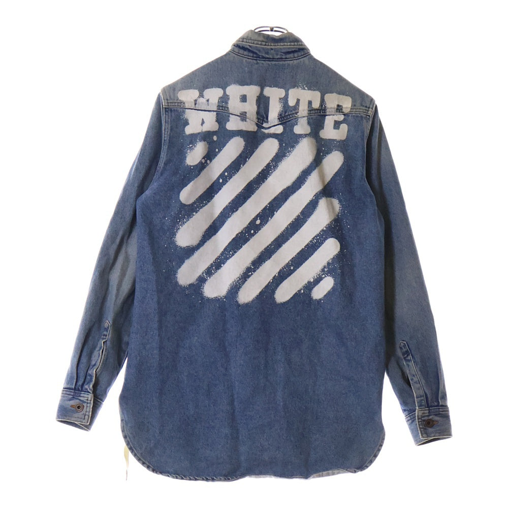 OFF-WHITE(オフホワイト) 17SS ヴィンテージ加工 アイコンマーク ウエスタン デニム シャツ インディゴ OMGA014S17