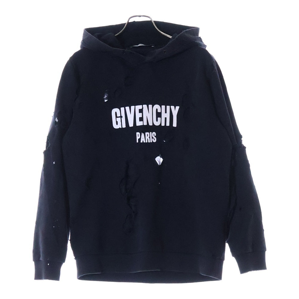GIVENCHY(ジバンシィ) 17AW デストロイ クラッシュプルオーバーパーカー フーディ 17F 7335 653 ブラック