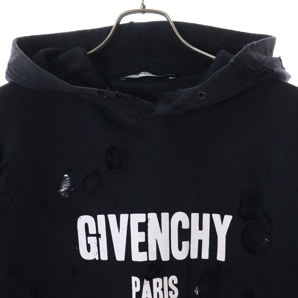 GIVENCHY(ジバンシィ) 17AW デストロイ クラッシュプルオーバーパーカー フーディ 17F 7335 653 ブラック