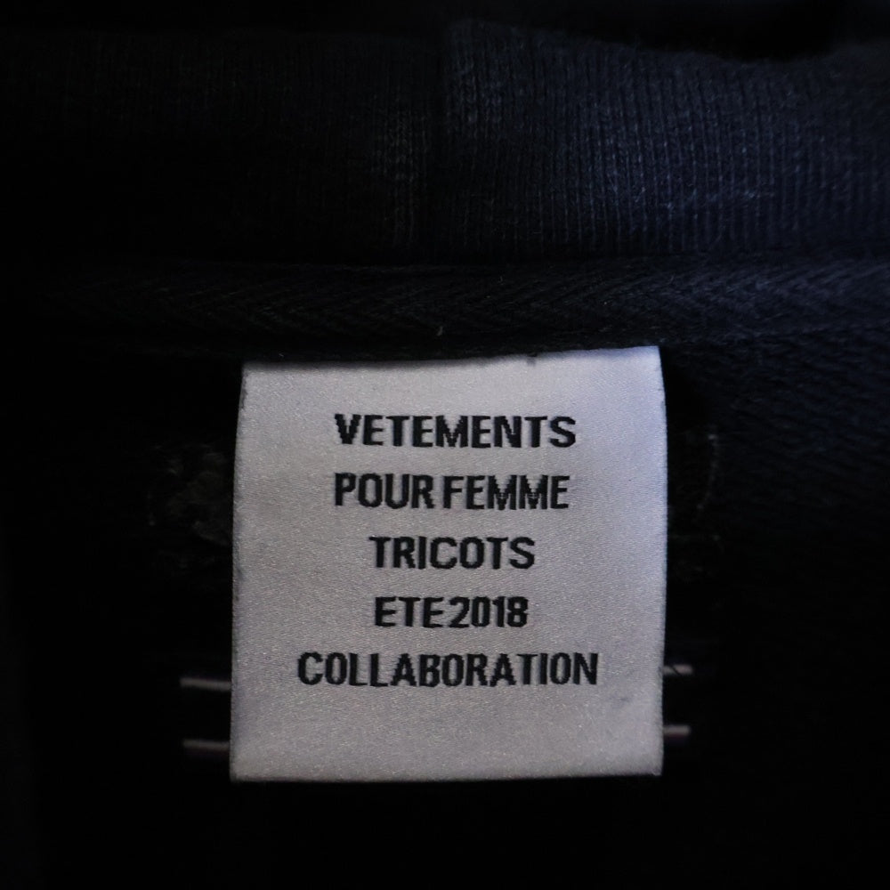 VETEMENTS(ヴェトモン) 18SS × TOMMY HILFIGER Double Sleeves Hoodie トミーヒルフィガー ダブルスリーブ プルオーバーフーディー パーカー ブラック WSS18TR24