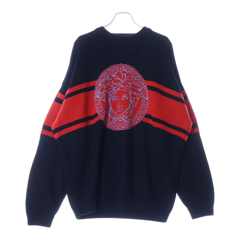 GIANNI VERSACE(ジャンニ ヴェルサーチ) メデューサインターシャニットセーター ブラック A86464 A235908