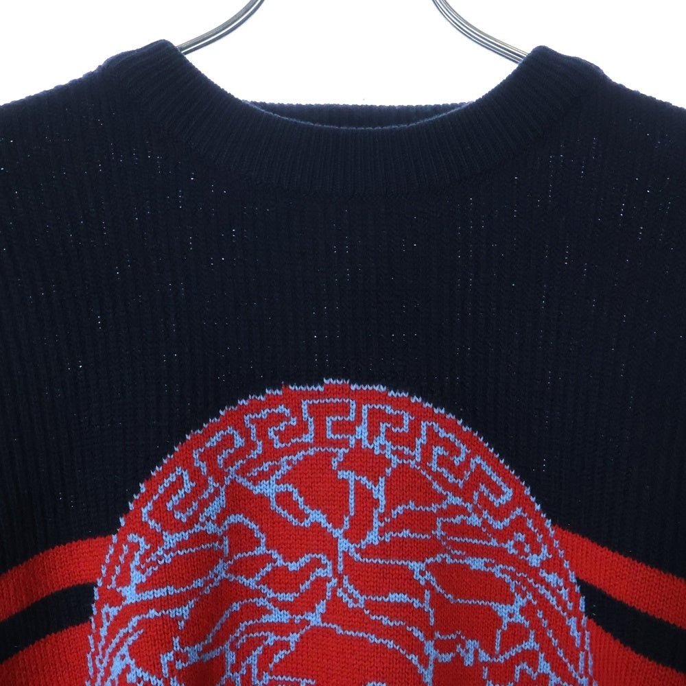 GIANNI VERSACE(ジャンニ ヴェルサーチ) メデューサインターシャニットセーター ブラック A86464 A235908
